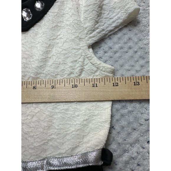 Dollie & Me Dress Girls 6X Black White Collar A Line Silver Belt Crepe Top - Picture 9 of 11